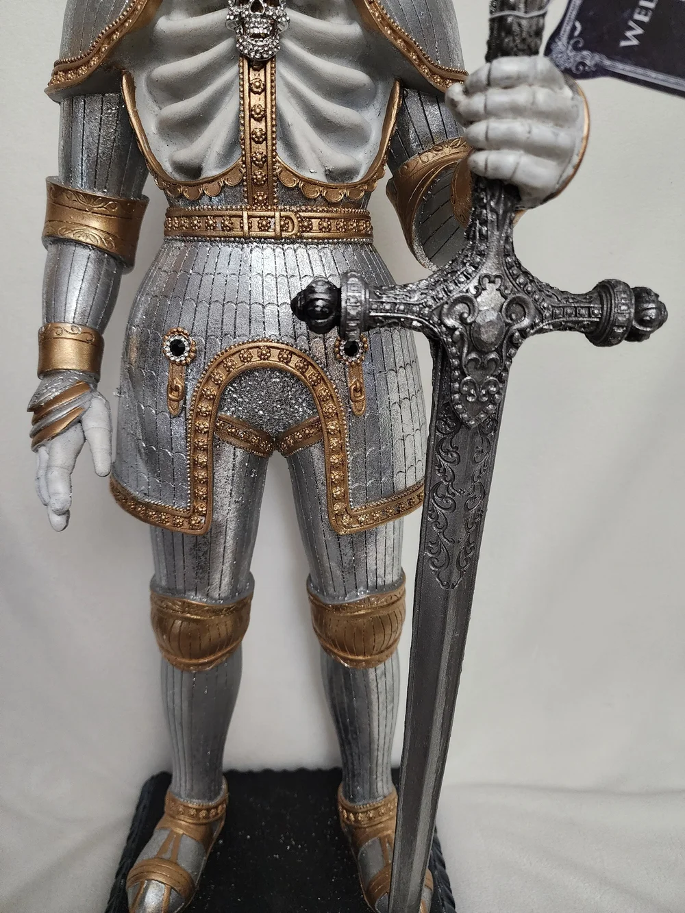 Gold and Silver Skeletal Knight Figurine - Decorative Home Party Accent 29